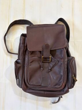Lavonne Dark Brown Leather Backpack with Front Buckle
